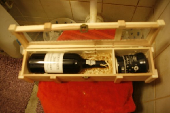 Vintage Cocburns Port 2003 In a Wooden Box with Pot of Stilton.