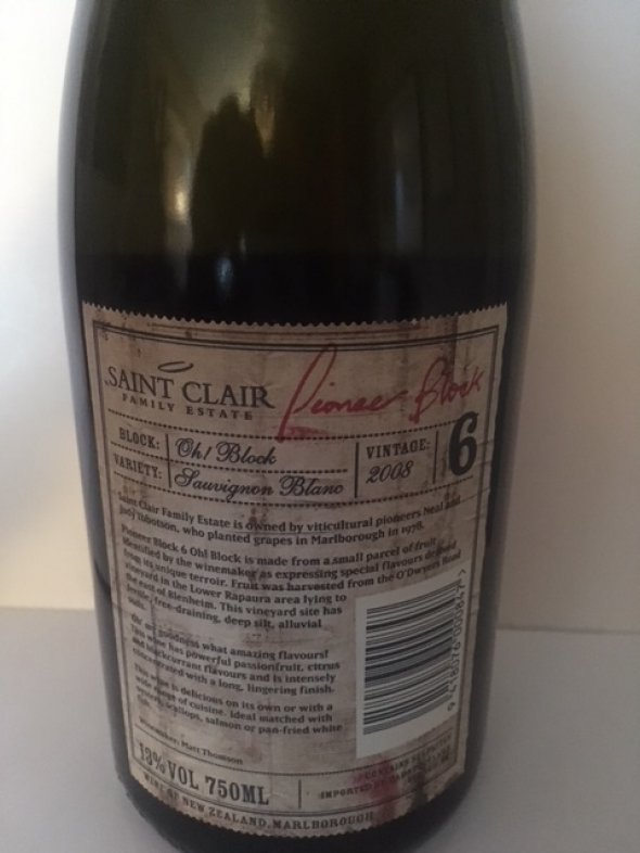 Saint Clair Pioneer Block Sauvignon Blanc  Marlborough 2008