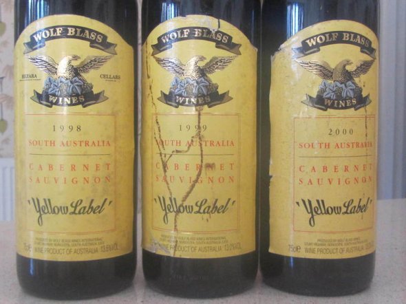 Wolf Blass Yellow Label Mini Verticle 1998, 99, 2000