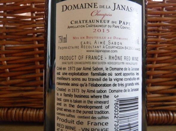 2015 Domaine de la Janasse Chateauneuf-du-Pape Cuvee Chaupin, Rhone, France 