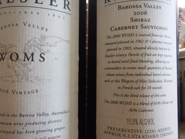 2006 Kaesler W.O.M.S Shiraz Cabernet (RP 92 points)