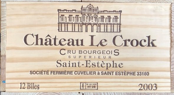 [May Lot 102] Chateau Le Crock 2003 [OWC of 12 bottles]