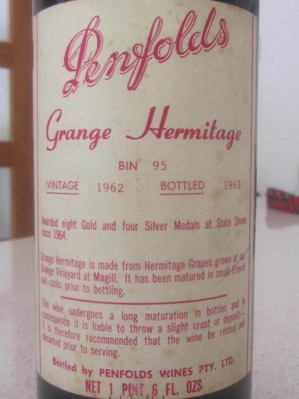 Very Rare Penfolds Grange Hermitage 1962
