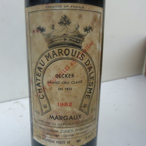 1982 Château  MARQUIS d'ALESME - BECKER / 3rd Growth MARGAUX / NO RESERVE
