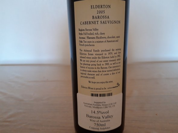 Cabernet Sauvignon, Elderton, Barossa Valley, Australia 2005