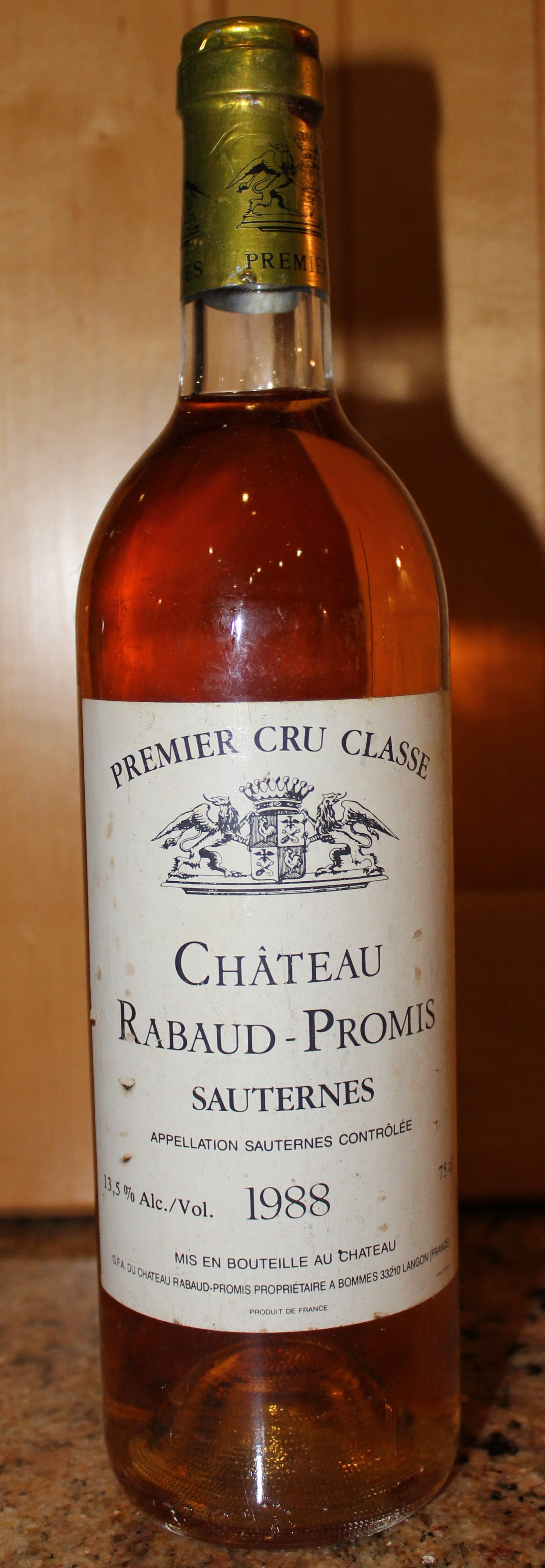Château Rabaud-Promis 1988 - 1er Grand Cru Classé de Sauternes