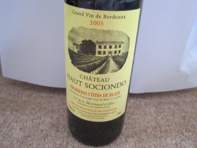 Chateau Haut Sociondo, Premieres Cotes de Blaye