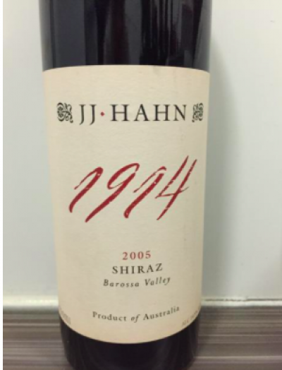 JJ Hahn, 1914 Shiraz, Barossa Valley