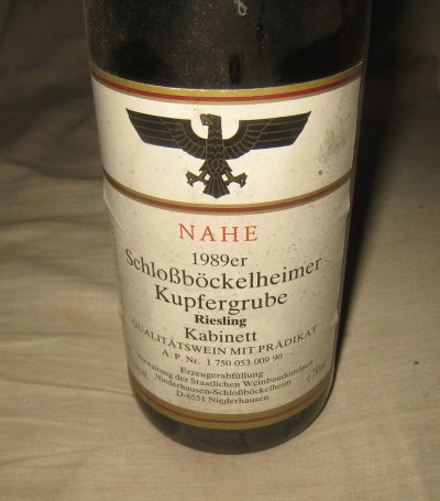 1989 NAHE SchloBbockelheimer Kupfergrube Riesling.  Niederhausen.