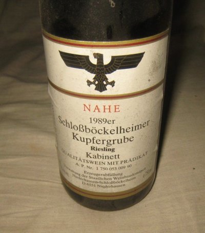 1989 NAHE SchloBbockelheimer Kupfergrube Riesling. Niederhausen., 1989