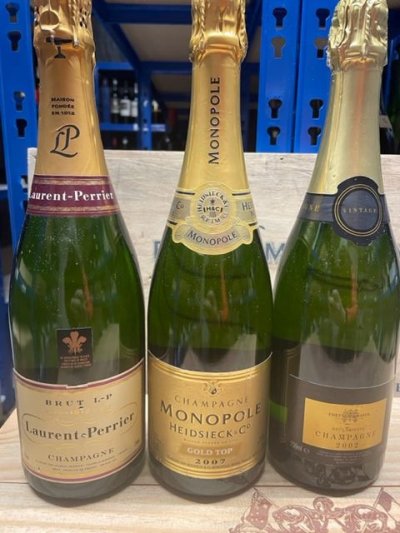 vintage and NV champagne x 3
