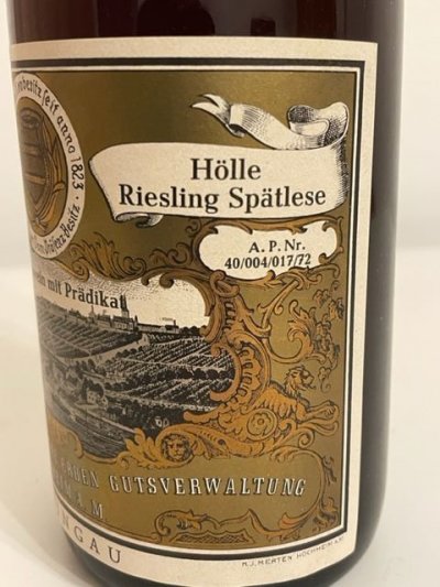  Hochheimer Holle single vineyard Riesling Spatlese, Rheingau