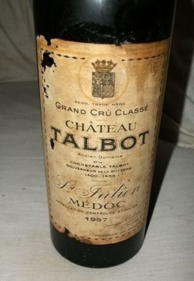Chateau Talbot, St Julien.  Grand Cru Classe. Medoc. 1957.