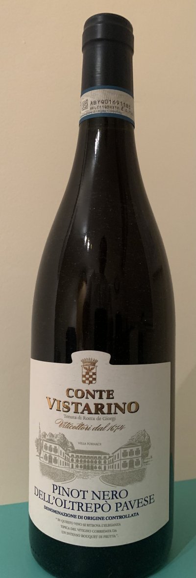 Pinot Nero - RED, Conte Vistarino Soft fruit Pinot noir , elegant with silky tannins .. Good balance on the palate - Not Oaked aged. Produced in the sub region of Lombardia. Vintage 2019 Very well priced - Great value for the quality and style.