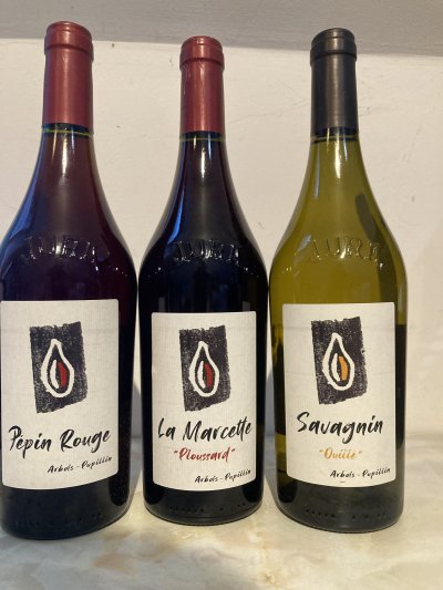 Ouillé Savagnin 2020 - La Marcette Ploussard 2022 - Pepin Rouge Trousseau/Pinot Noir 2022 Kevin Bouillet, ARBOIS