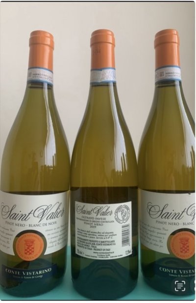 Pinot Nero Blanc de Noir St Valier, White ,Conte Vistarino Dell` Oltrepo Pavese, vintage 2019 , Parcel 5 bottles, 2019 Duty Paid, 12 bottle, 75cl, 2019, 2019