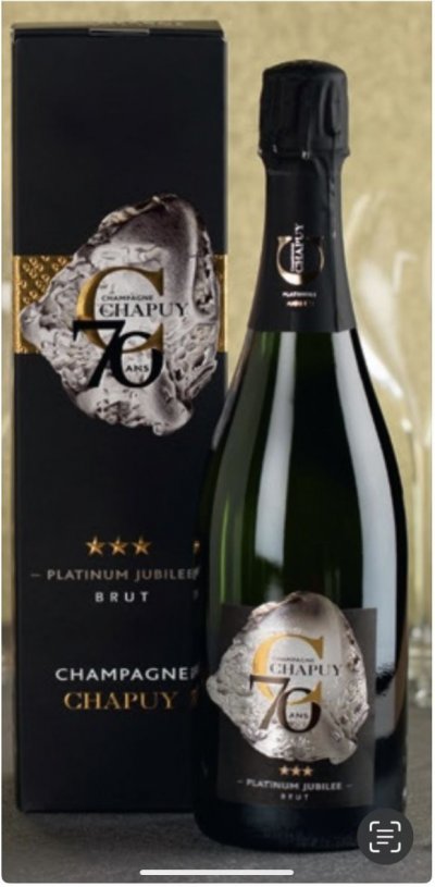 Champagne Chapuy, Platinum Jubilee Cuvee , 70 years Anniversary label, 2009 Wine base, 6 x75cl case, NV