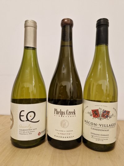 Chardonnay Trio (USA, Burgundy, Chile)