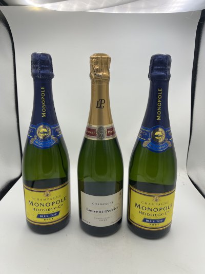 Champagne 1 X Laurent Perrier Brut NV & 2 X Heidsieck Monopole Blue Top 
