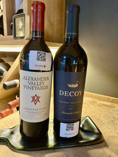 Two Sonoma Country, Alexander Valley, Cabernet Sauvignon wines. 