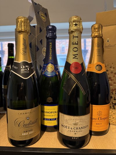 Mixed vintage and NV champagne