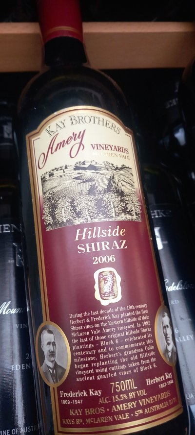 Kay Brothers, Amery Vineyards Hillside Shiraz, McLaren Vale