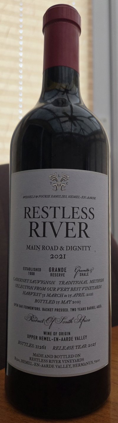 Restless River, Main Road Dignity Cabernet Sauvignon, Walker Bay