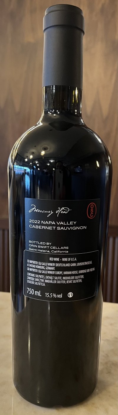 Orin Swift, Mercury Head, Napa Valley