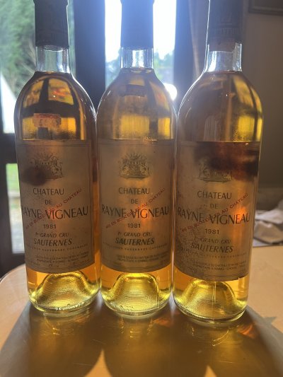 Château de Rayne Vigneau 1981 - Sauternes (1er Grand Cru Classé) 3 bottles 