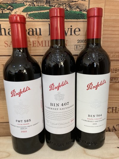 Penfolds Cabernet Sauvignon Vertical Lot (FWT 585, Bin 407, Bin 704), 2021/2022, 2021