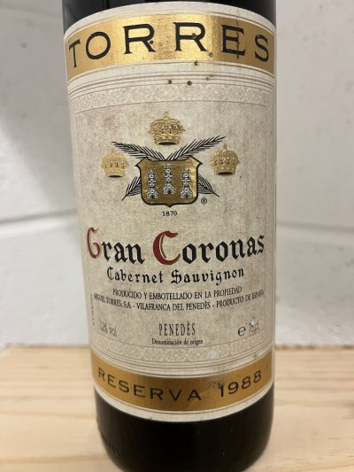 1988 Torres Gran Coronas Cabernet Sauvignon Reserva