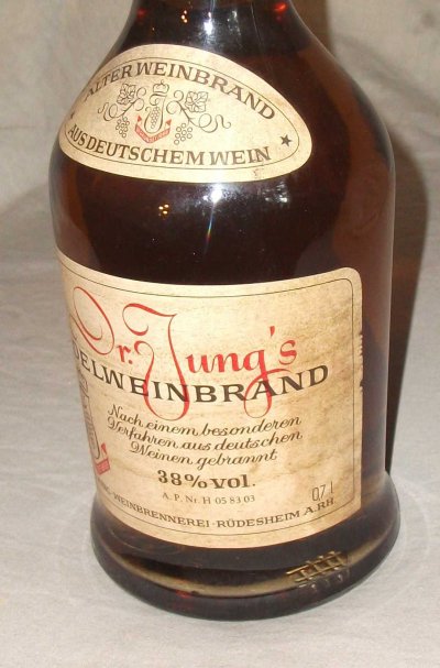 Dr. Carl Jung, Edelweinbrand, German Brandy.  1980s. 