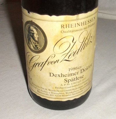 1986 Graf Von Zedlitz,  Dexheimer Doktor Spatlese.  Rheinhessen. 
