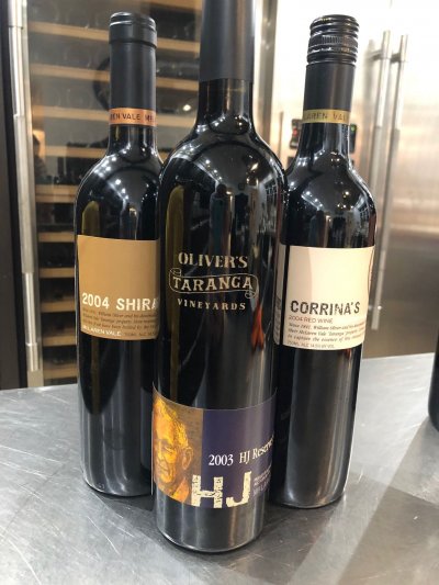 Oliver's Taranga, Hj Reserve Shiraz x 3 , hJ, corinnas and taranga shiraz, McLaren Vale, Australia