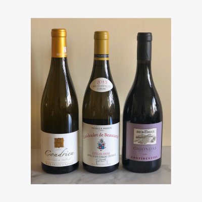 Michel Ogier, Condrieu Combes Malleval - 2013, Chateau Beaucastel Coudoulet Blanc - 2013, Montirius Gigondas Confidentiel - 2010