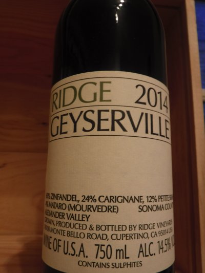 Ridge, Geyserville Zinfandel, California, Napa Valley, United States, AVA