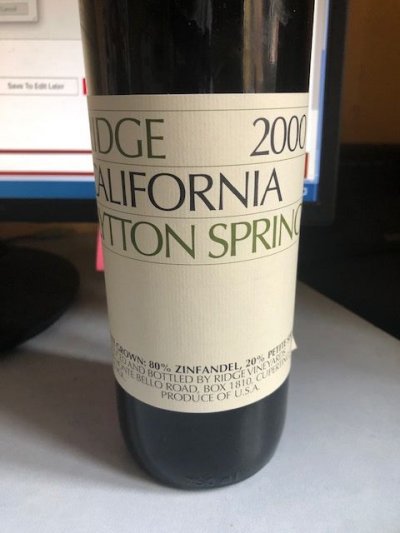 Ridge, Lytton Springs Zinfandel, California, Napa Valley, United States, AVA