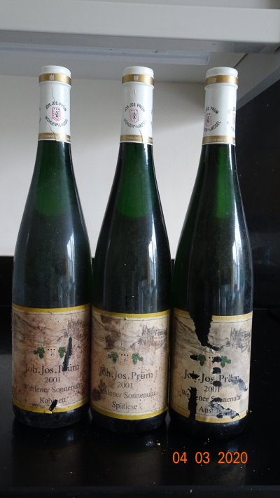 Joh Jos Prum, Wehlener Sonnenuhr Riesling Auslese, Spatlese and Kabinett Mosel, Germany, WS 96 