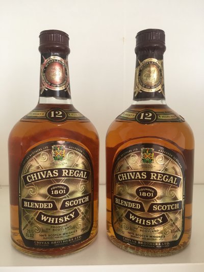 Chivas Brothers, Chivas Regal Blended Scotch 12YO, Scotland - 1980s Vintage Bottles