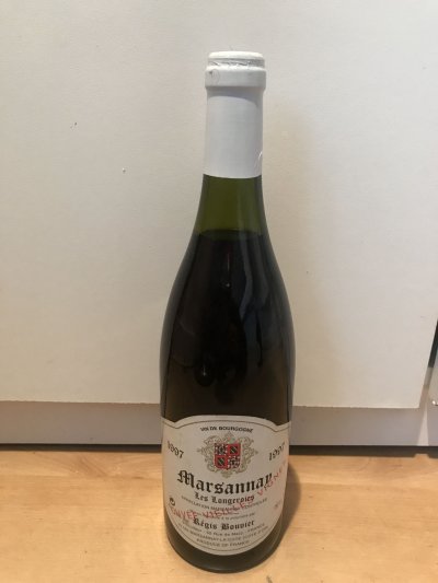  Regis Bouvier, Marsannay Les Longeroies, Red, 1997, Cuvee Vieilles Vignes, appellation Marsannay contrôlée, France, AOC