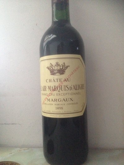 Château Bel Air Marquis d'Aligre Margaux Grand Cru Exceptionnal 1998