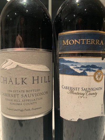 TWO bottles USA - Chalk Hill, Furth, Sonoma County Cabernet Sauvignon 1994 and Monterra, Monterey County Cabernet Sauvignon 1999