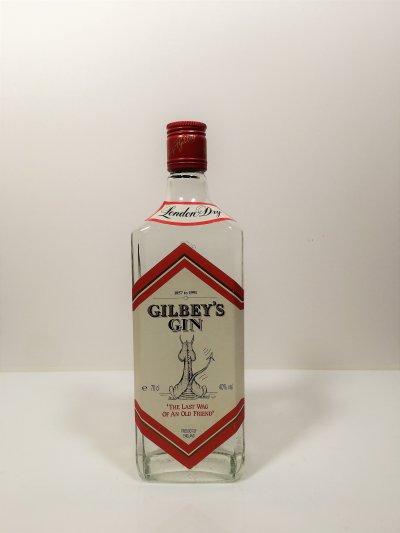 Gilbey's London Dry Gin, “The Last Wag of an Old Friend” label, circa 1991 