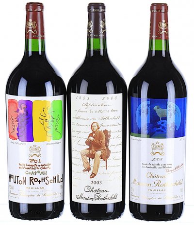 2001/2003/2008 Chateau Mouton Rothschild Premier Cru Classe, Pauillac (Magnums) - In Bond