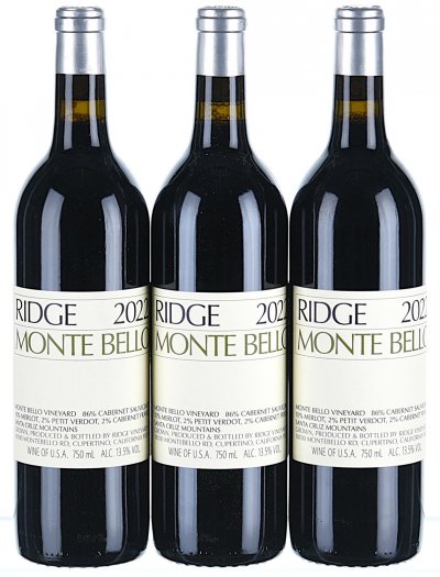Ridge, Monte Bello Cabernet Sauvignon, Santa Cruz Mountains - In Bond
