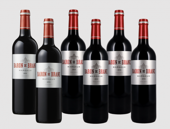 Vertical 3 Bottle Case of Baron de Brane, Margaux (2014, 2015, 2016)
