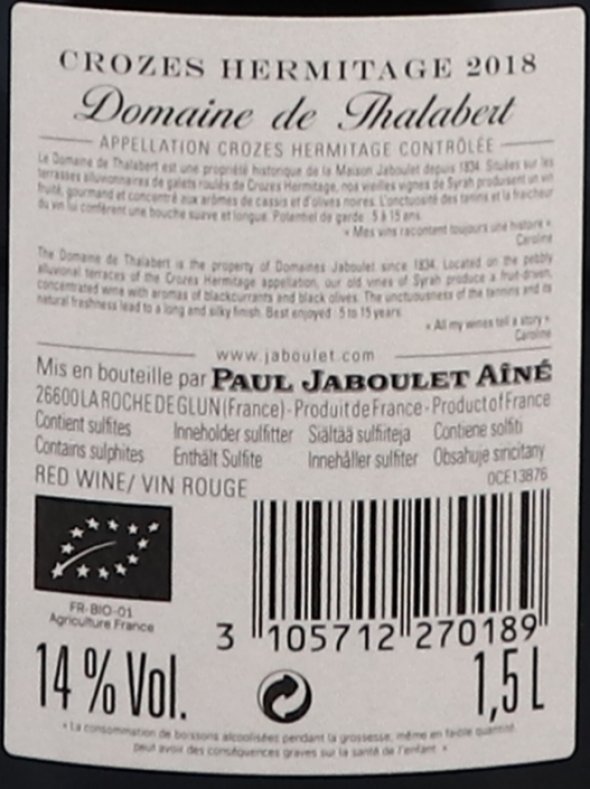 Crozes-Hermitage, Domaine de Thalabert, Paul Jaboulet A&icirc;n&eacute;