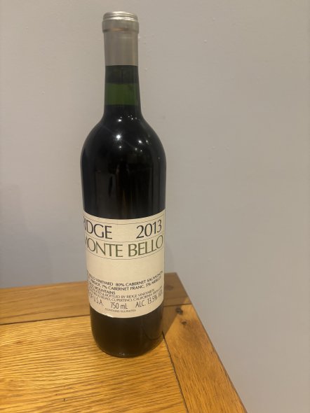 Ridge, California Cabernet Sauvignon Monte Bello, Santa Cruz Mountains 100 Points WA