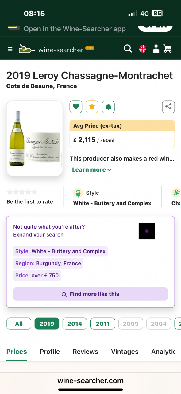 Maison Leroy, Chassagne-Montrachet Premier Cru, blanc