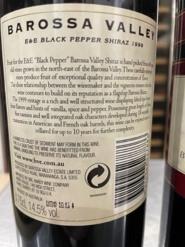Barossa Valley Estate, E&E Black Pepper Shiraz, Barossa Valley
